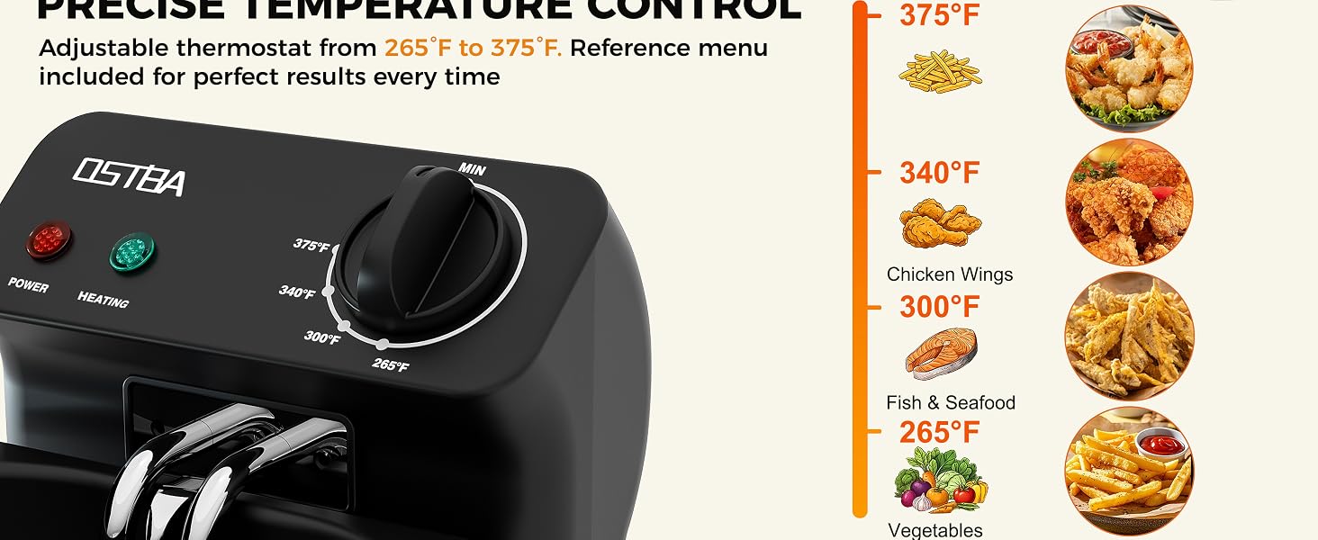 Electric Deep Fryer with Basket, 3.2QT Stainless Steel Countertop