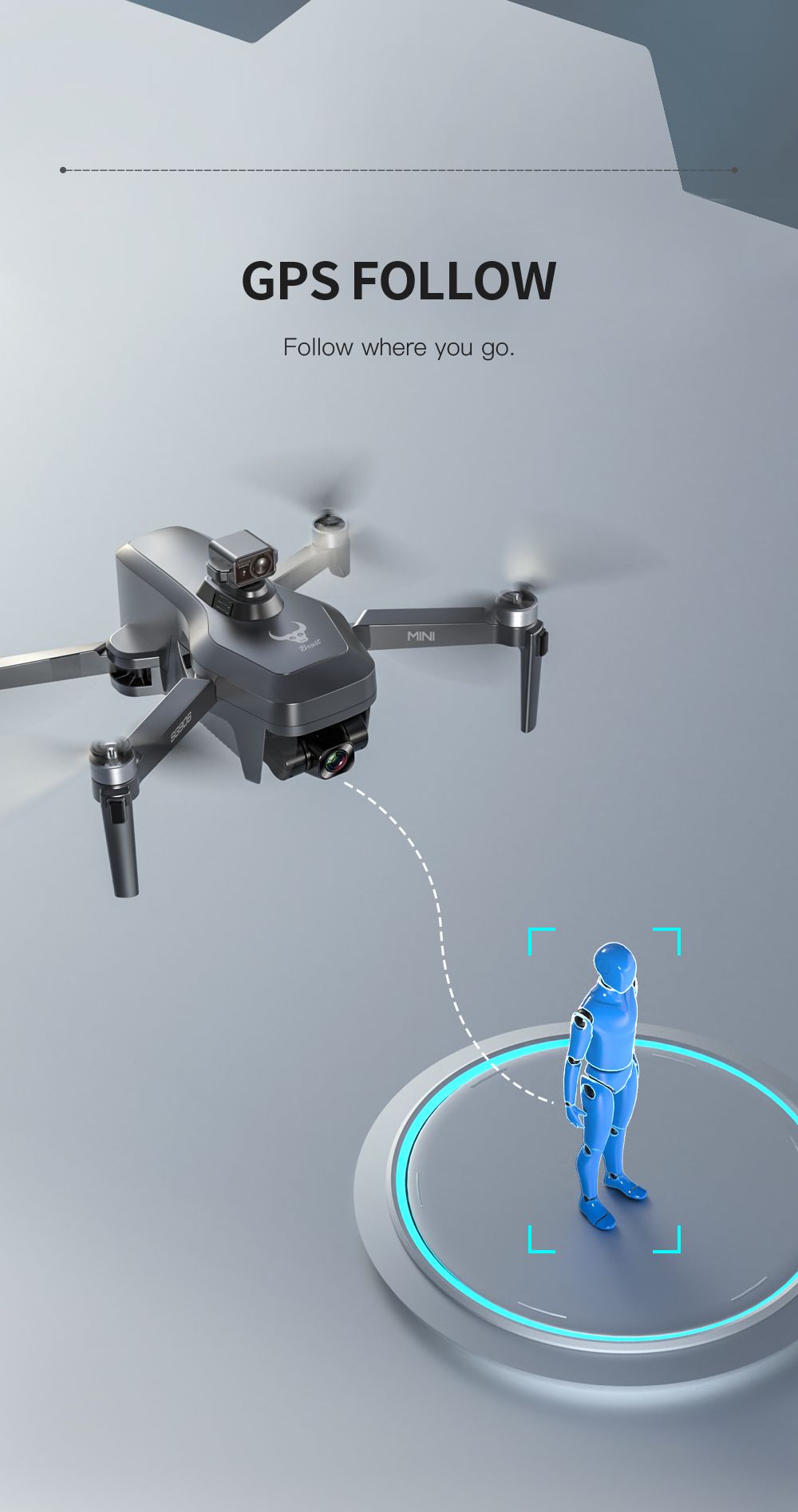 4K GPS Drone with Obstacle Avoidance | Foldable 3-Axis Stabilized Quadcopter Tidesmit