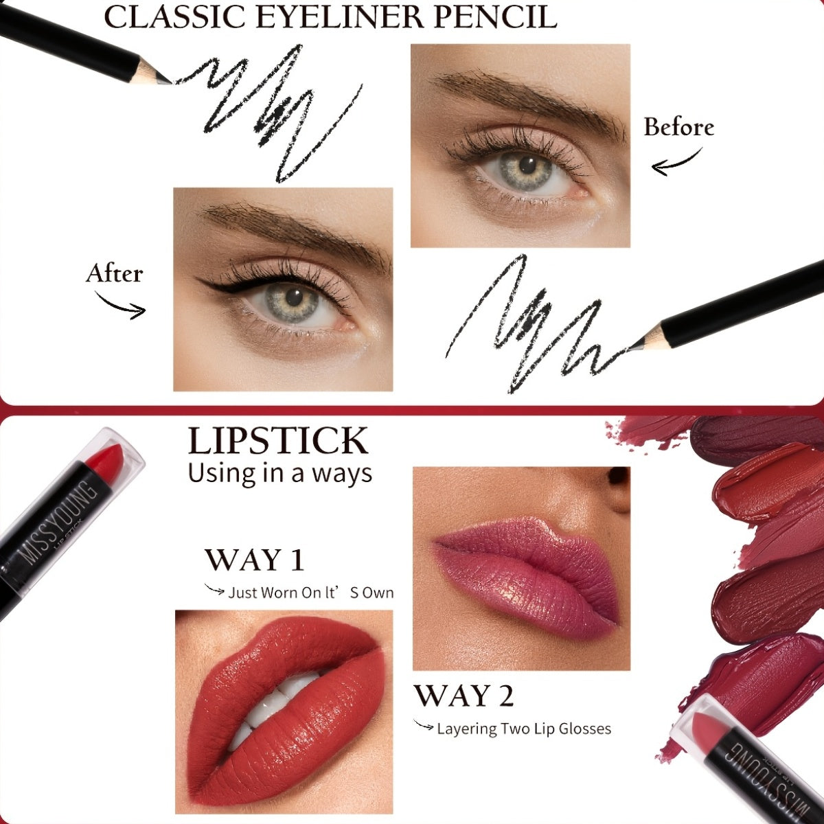 53pcs Night Black Step Case Makeup Set - Portable, Waterproof Design with Eyeshadow, Highlighter, Blush, Concealer, Lip Gloss, Eyeliner, Eyebrow Pencil, Brushes Tidesmit