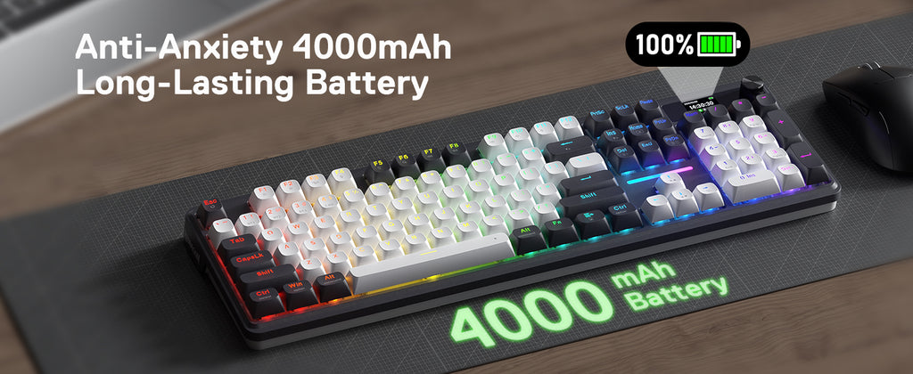 Redragon K762 Wireless Gasket Gaming Keyboard,104 Keys Mechanical Keyboard, Easy-Control 1.14’’ TFT Info Display