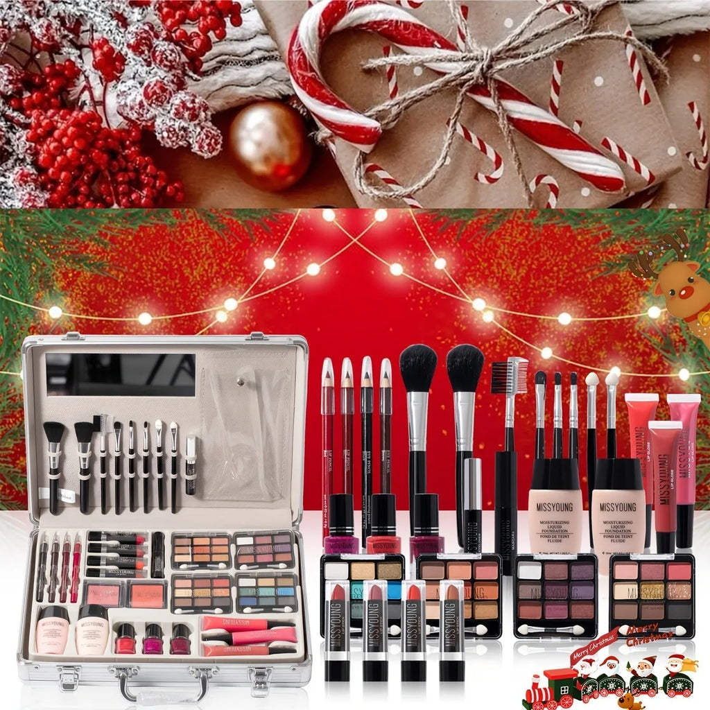 Professional Makeup Kit: 10-Piece Long-Lasting Beauty Set - Pink & Silvery Professional Makeup Kits Tidesmit