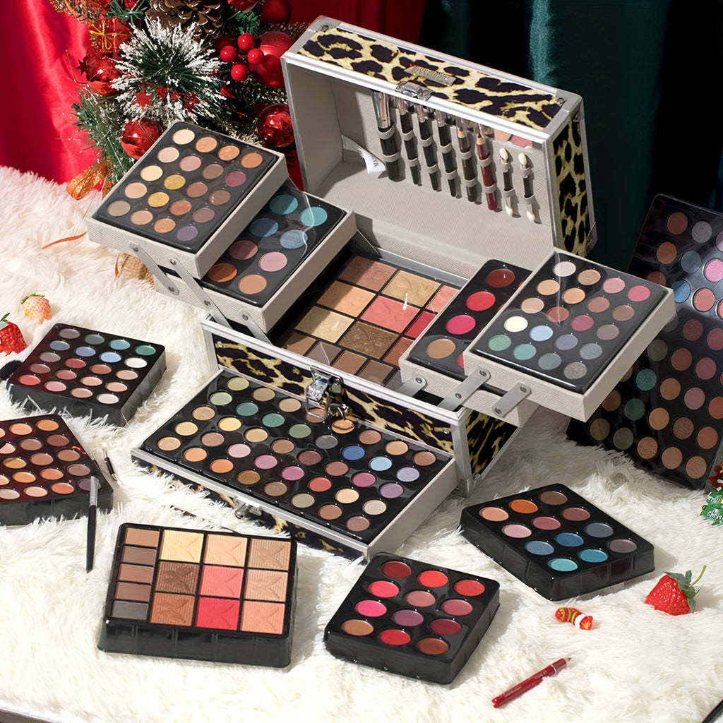 126pcs All-in-One Complete Makeup Kit with Portable Case - Professional & Beginner-Friendly Beauty Set, 126 Cosmetics & Tools (Foundation, Eyeshadow, Lipstick, Highlighter) in Leopard Print Gift Box, Ideal for Weddings/Specia Tidesmit
