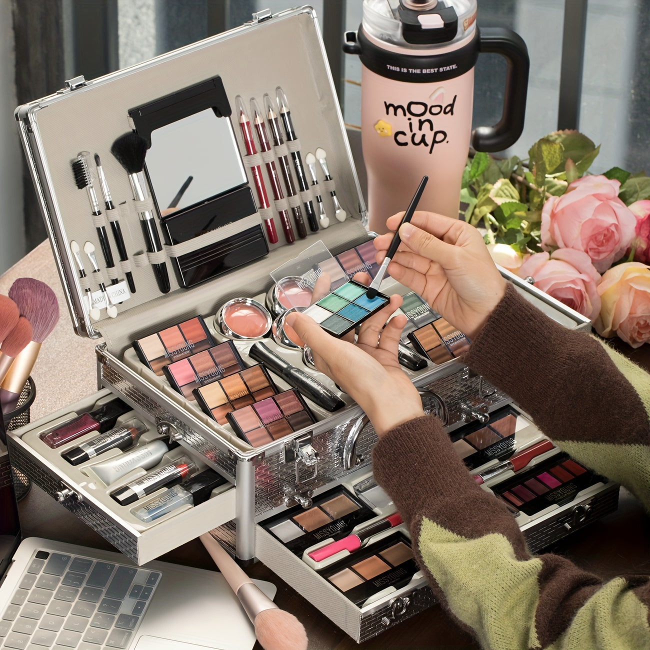 106pcs Professional Makeup Kit - Multi-Functional Cosmetic Set with Eyeshadow, Lipstick, Mascara, Brushes & More - Ideal Gift for Makeup Artists, Perfect for Halloween, Christmas, and Black Friday Tidesmit