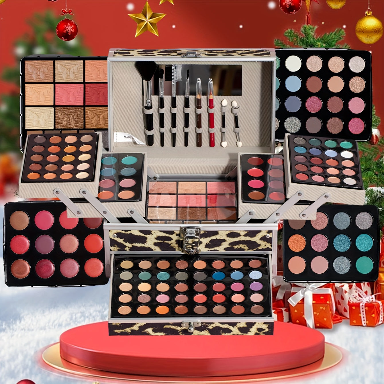126pcs All-in-One Complete Makeup Kit with Rainbow Color Set, Tools & Case - Full-Size Lipstick, Eyeshadow, Highlighter Palette, Blending Brushes/Applicators for Beginners/Pros - Ideal Gift Box for & (One-Stop Makeup Tidesmit