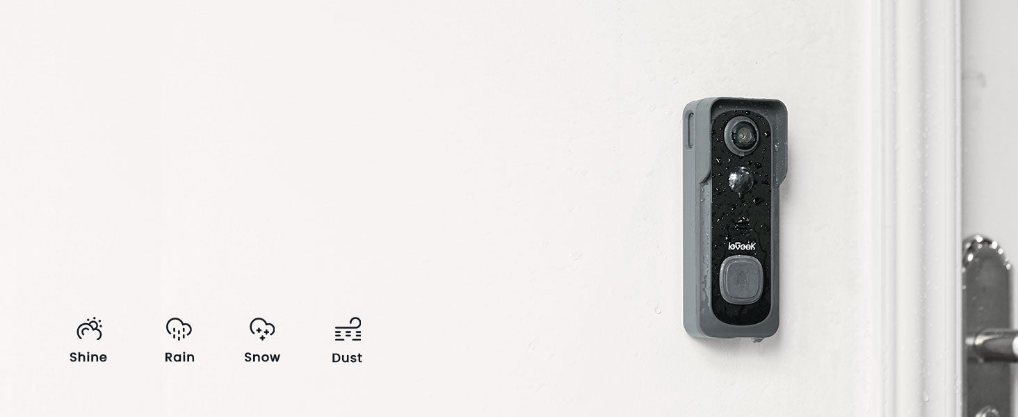 ieGeek Doorbell Camera Wireless No Monthly Fee, 2K HD Video Doorbell with Indoor Chime, Smart Human Detection Instant Alert, Clear Night Vision