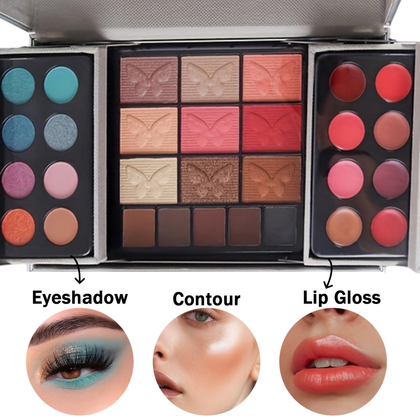 Multifunctional luxury makeup set-fully equipped, including makeup brush set, eyeshadow palette, lip gloss, lipstick, blush, contour, foundation, eyebrow pencil, etc., easy to carry, suitable for makeup beginners - perfect ma Tidesmit