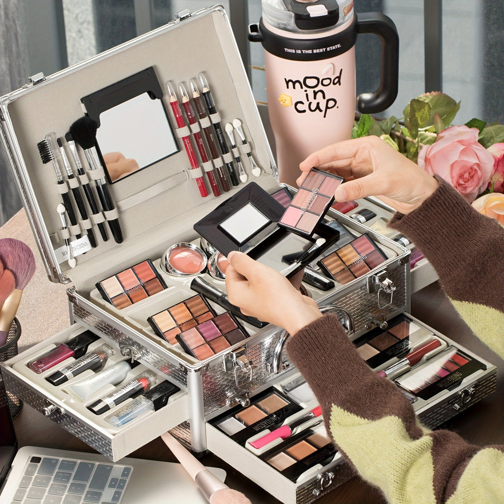 This 106pcs Luxury Cosmetics Gift Set Includes an Eyeshadow Palette, Lip Gloss Set, Lipstick, Concealer, Blush, Mascara, Eyeliner, Loose Powder Brush, And More, All Combined Into One Makeup Gift Set—Perfect for Mom, Best Fr Tidesmit