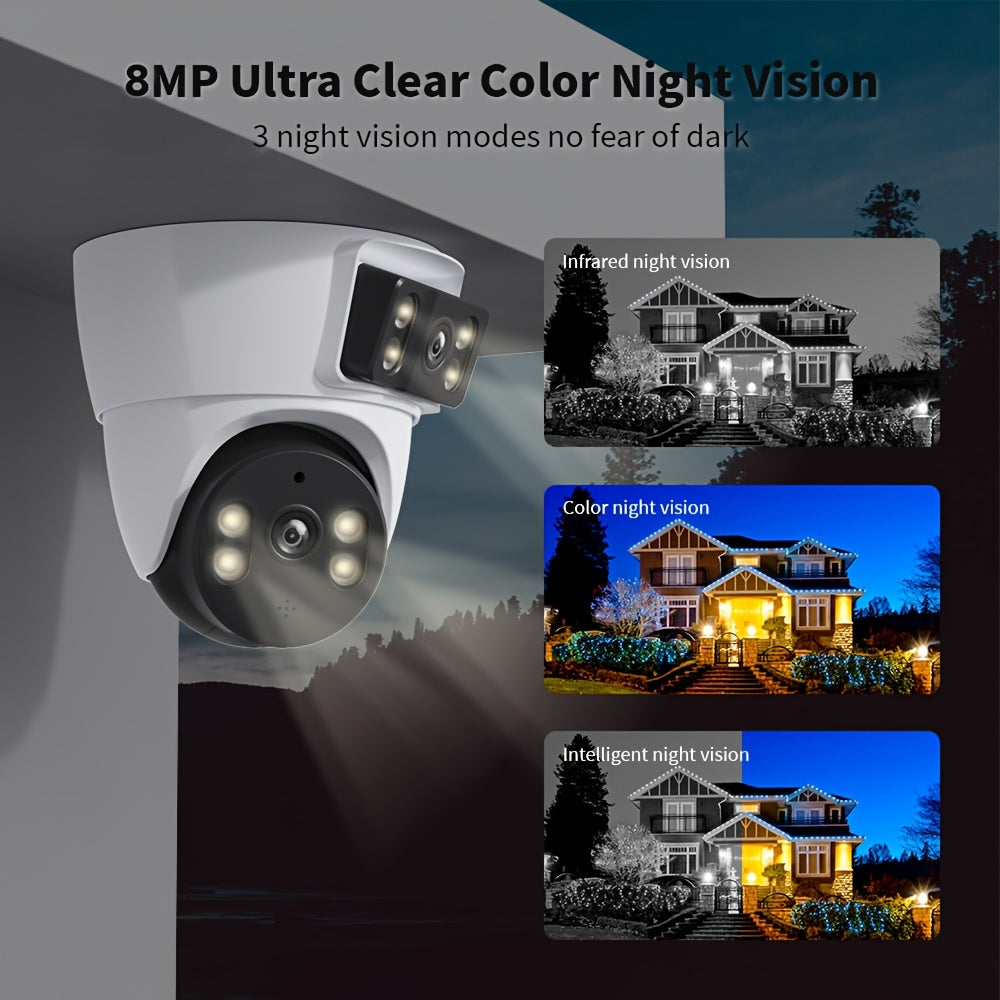 Xiaovv 4MP WiFi House Security Camera CCTV With Dual Lens Dual Screen 360 Degree PTZ AI Humanoid Detection Motion Tracking