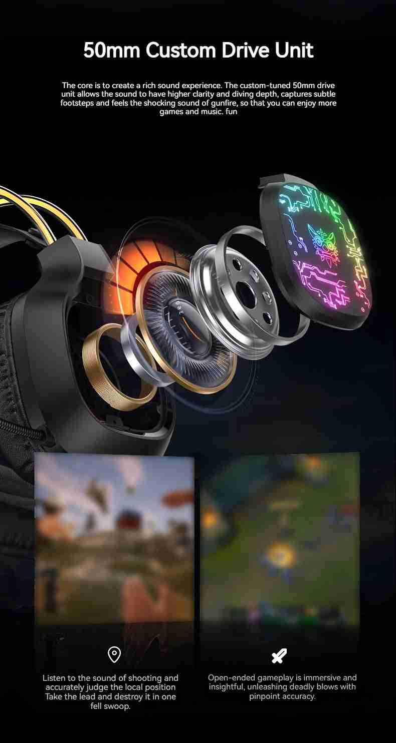Gaming Headset with Noise-Canceling Mic - Over-Ear PC Audio Tidesmit