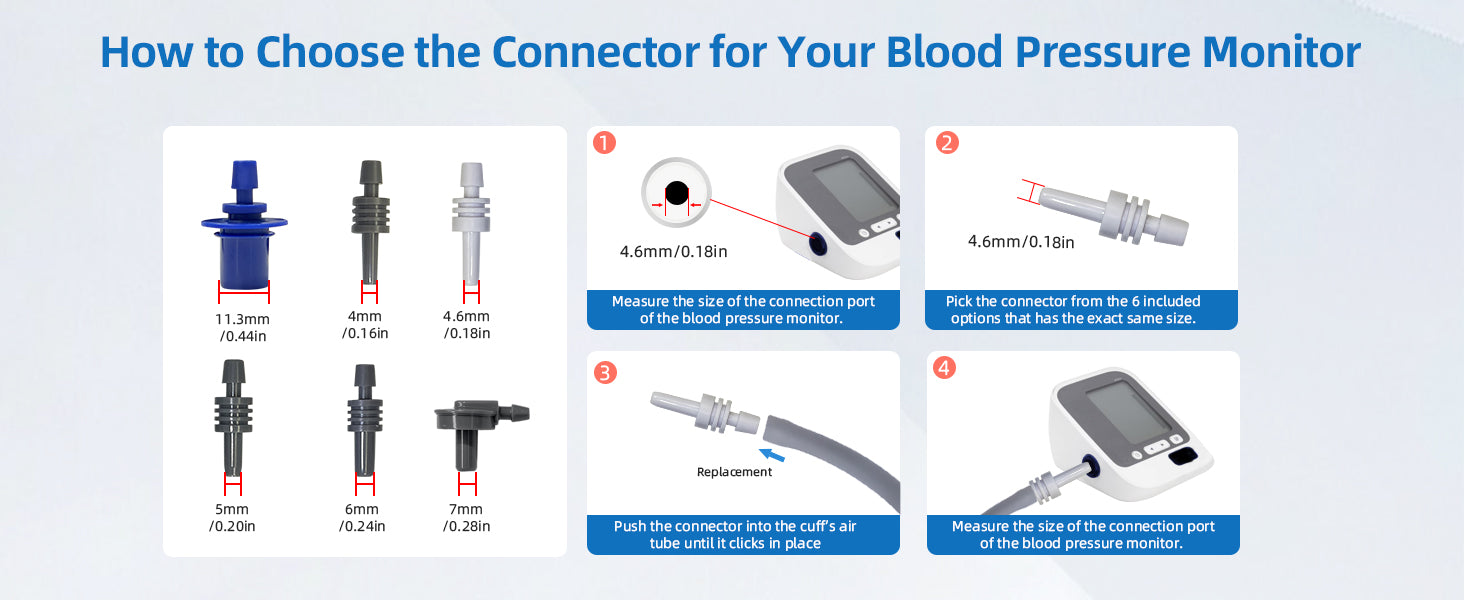 Checkme Large Blood Pressure Cuff for Adult Upper Arm Cuff Compatible with Most BP Monitors with 6 Connectors