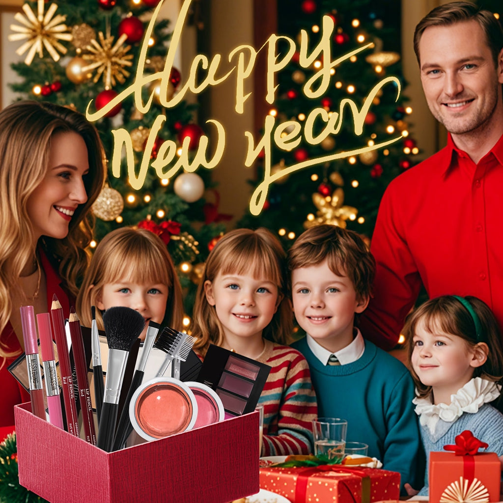 Waterproof All-in-1 Makeup Gift Box Set, Including Makeup Brushes, Blush, Lip Gloss, Eye Shadow Palette, Lipstick, Mascara, Built-in Mirror for Easy Makeup Touch-ups, A Full Set Of Makeup Tool-Ideal Gift Tidesmit