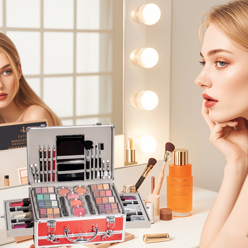 All-in-One Makeup Gift Set with Eyeshadow Palette, Lip Colors, Brushes & Creams - Complete Cosmetic Kit for Valentine'S Day, New Year'S Eve, Makeup Gift Set, Beauty Collection, Elegant Packaging, Highquality Brushes, Beauty E Tidesmit