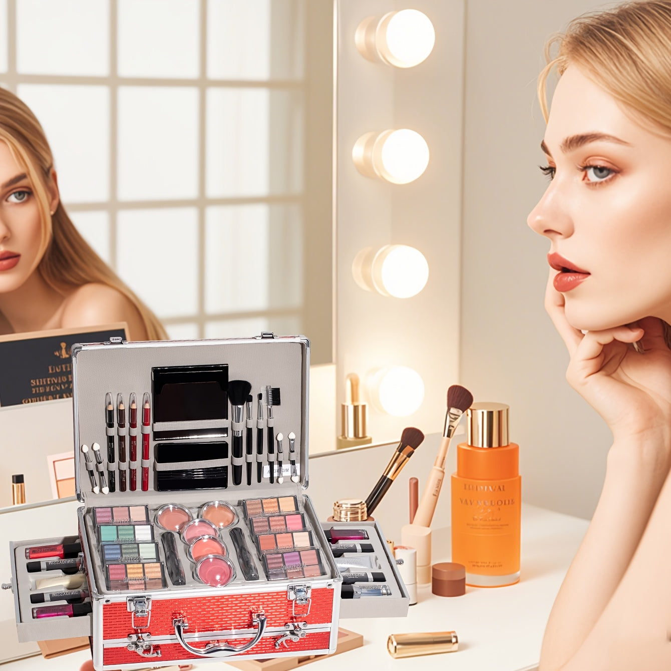 All-in-One Makeup Gift Set with Eyeshadow Palette, Lip Colors, Brushes & Creams - Complete Cosmetic Kit for Valentine'S Day, New Year'S Eve, Makeup Gift Set, Beauty Collection, Elegant Packaging, Highquality Brushes, Beauty E Tidesmit