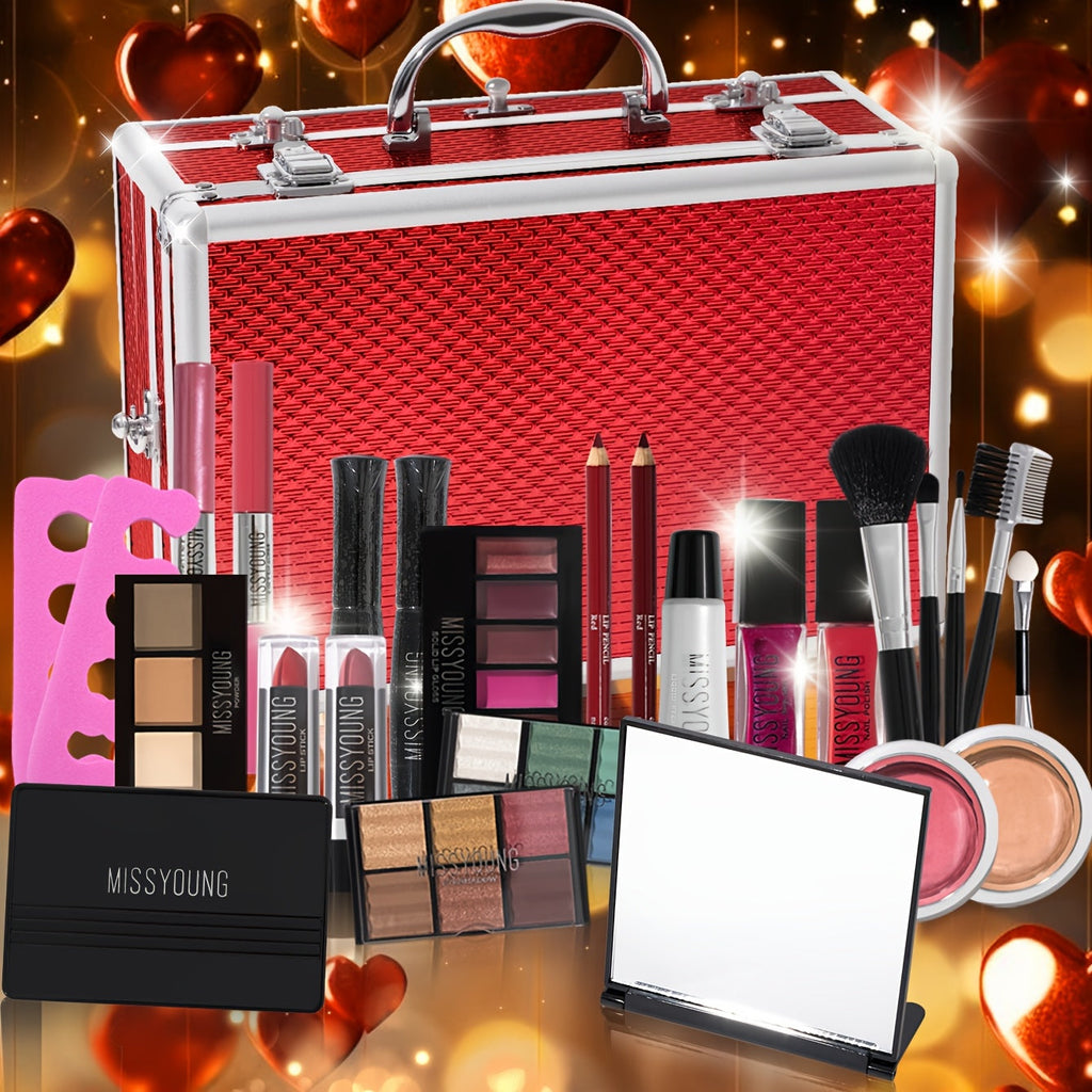 All-in-One Makeup Gift Set with Eyeshadow Palette, Lip Colors, Brushes & Creams - Complete Cosmetic Kit for Valentine'S Day, New Year'S Eve, Makeup Gift Set, Beauty Collection, Elegant Packaging, Highquality Brushes, Beauty E Tidesmit