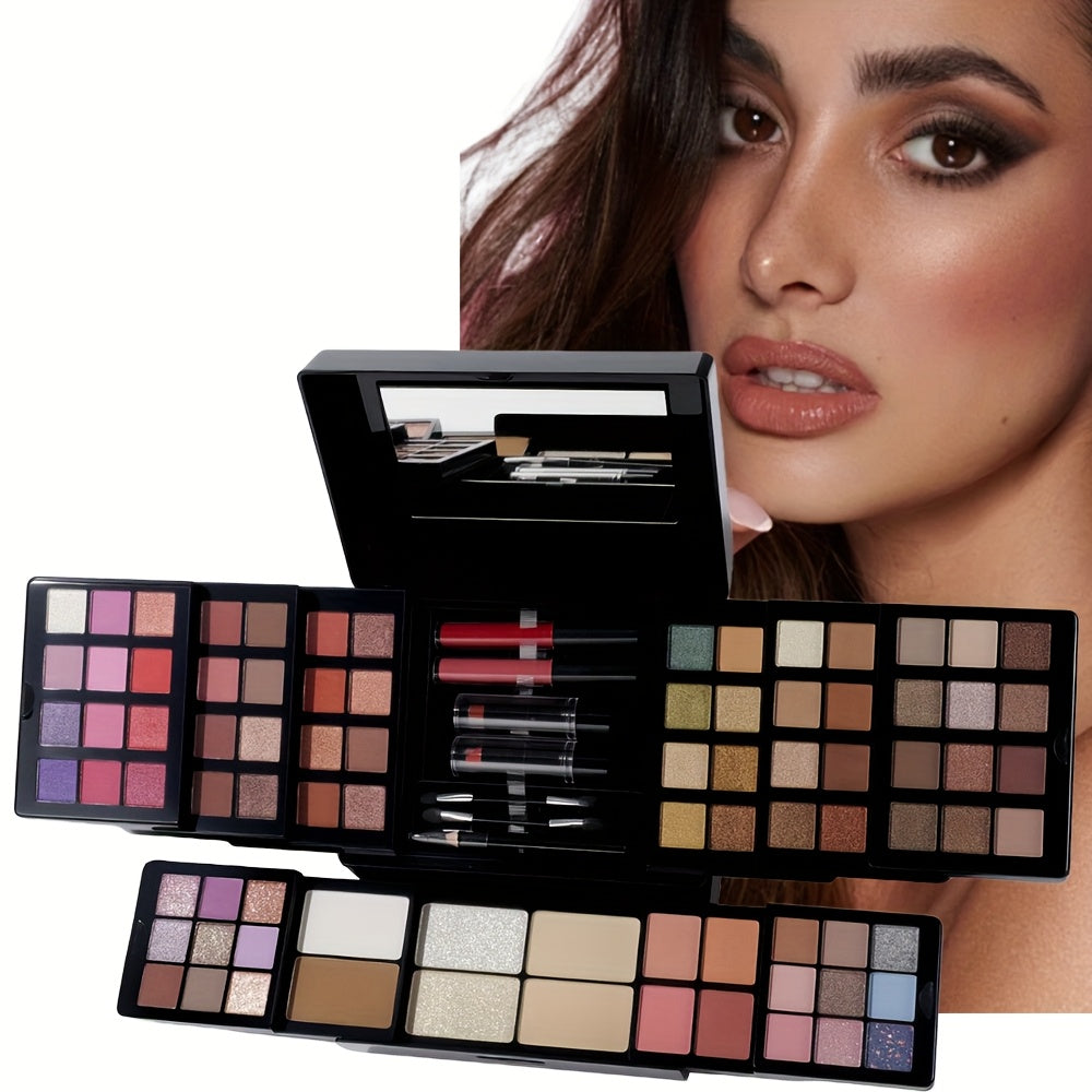 86-Color Multifunctional Makeup Gift Box, Includes Blush, Eyeshadow, Contouring, Highlighter, Natural Dimension, Matte Satin Finish, Portable Carry Case, Suitable for Women'S Holiday Gift, Festival Party, Back-to-School Seaso Tidesmit