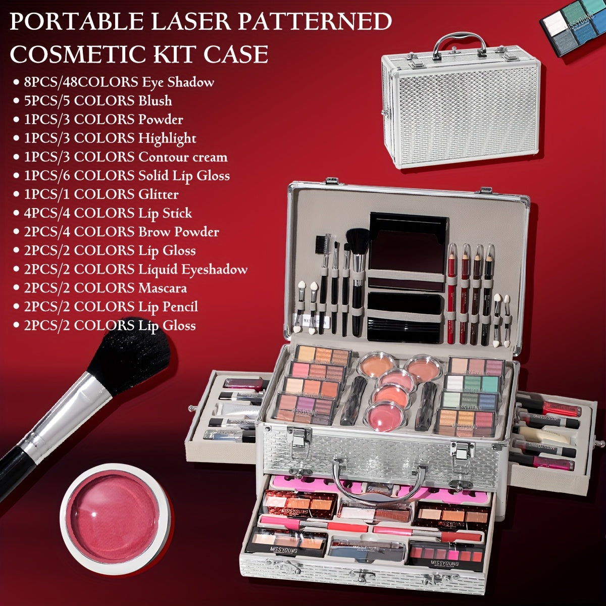 Multifunctional Luxury Makeup Gift - Full Set of Makeup for Beginners and Professional Makeup Artists, Including Eyeshadow, Lipstick, Blush, Foundation, Highlighter, and Brushes | High Quality, Convenient for Holiday Gifts/Tr Tidesmit