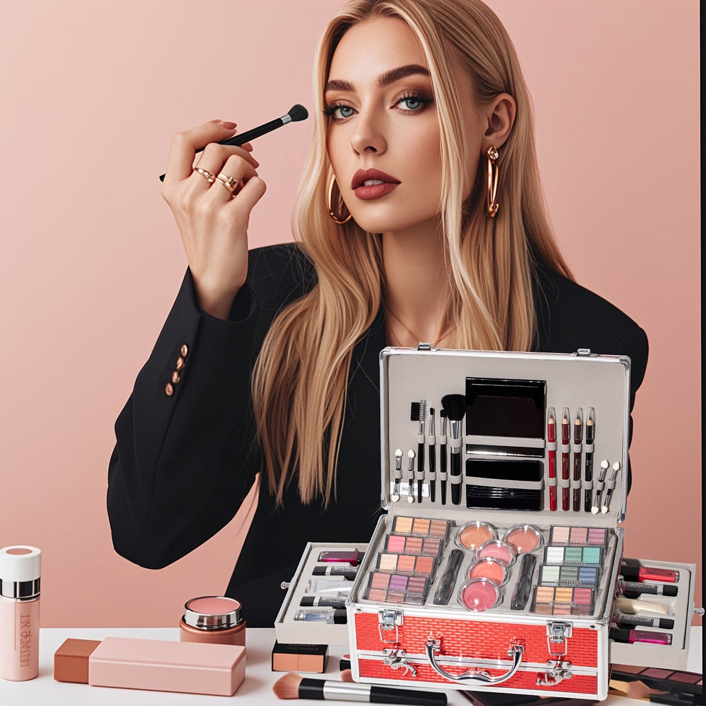 All-in-One Makeup Gift Set with Eyeshadow Palette, Lip Colors, Brushes & Creams - Complete Cosmetic Kit for Valentine'S Day, New Year'S Eve, Makeup Gift Set, Beauty Collection, Elegant Packaging, Highquality Brushes, Beauty E Tidesmit