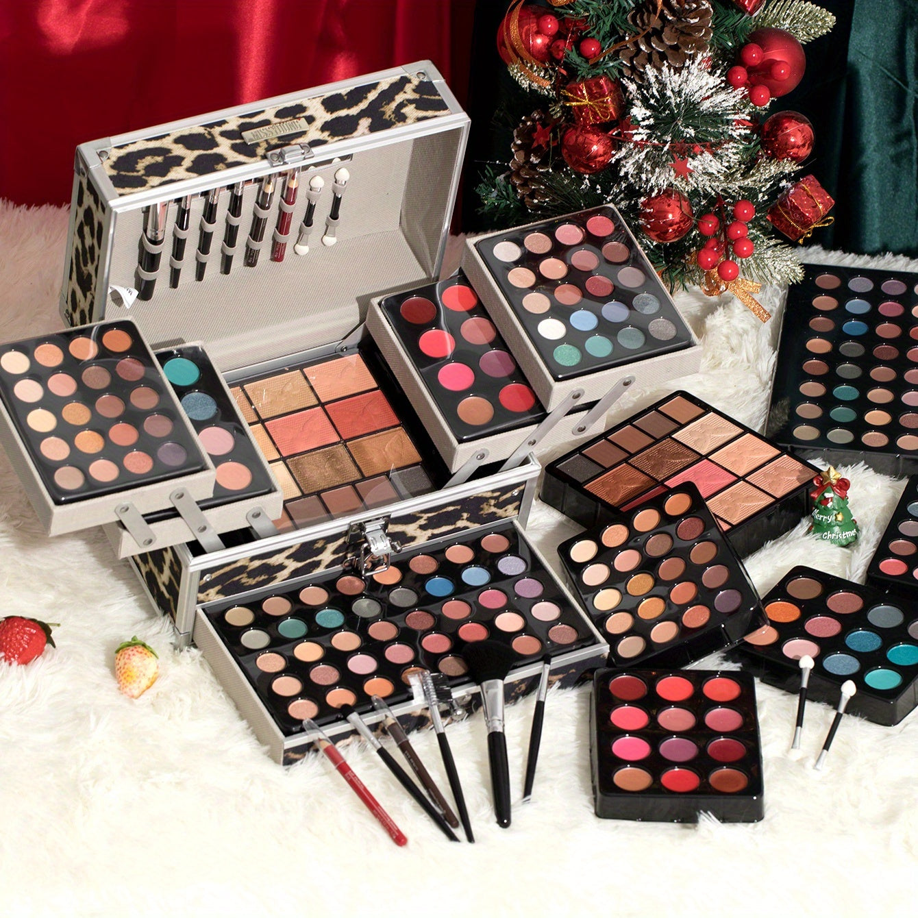 126pcs All-in-One Complete Makeup Kit with Portable Case - Professional & Beginner-Friendly Beauty Set, 126 Cosmetics & Tools (Foundation, Eyeshadow, Lipstick, Highlighter) in Leopard Print Gift Box, Ideal for Weddings/Specia Tidesmit