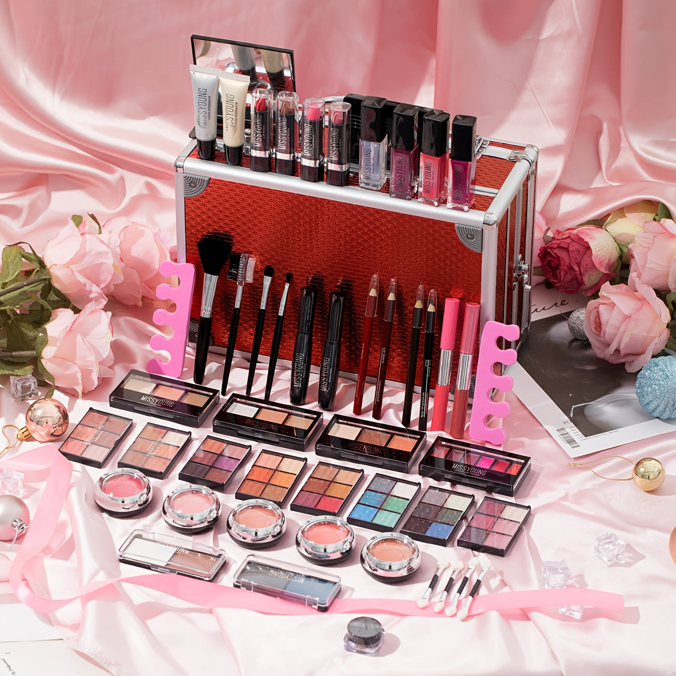 All-in-One Makeup Gift Set with Eyeshadow Palette, Lip Colors, Brushes & Creams - Complete Cosmetic Kit for Valentine'S Day, New Year'S Eve, Makeup Gift Set, Beauty Collection, Elegant Packaging, Highquality Brushes, Beauty E Tidesmit