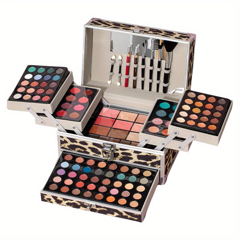 126pcs All-in-One Complete Makeup Kit with Portable Case - Professional & Beginner-Friendly Beauty Set, 126 Cosmetics & Tools (Foundation, Eyeshadow, Lipstick, Highlighter) in Leopard Print Gift Box, Ideal for Weddings/Specia 【Leopard Print】 Tidesmit