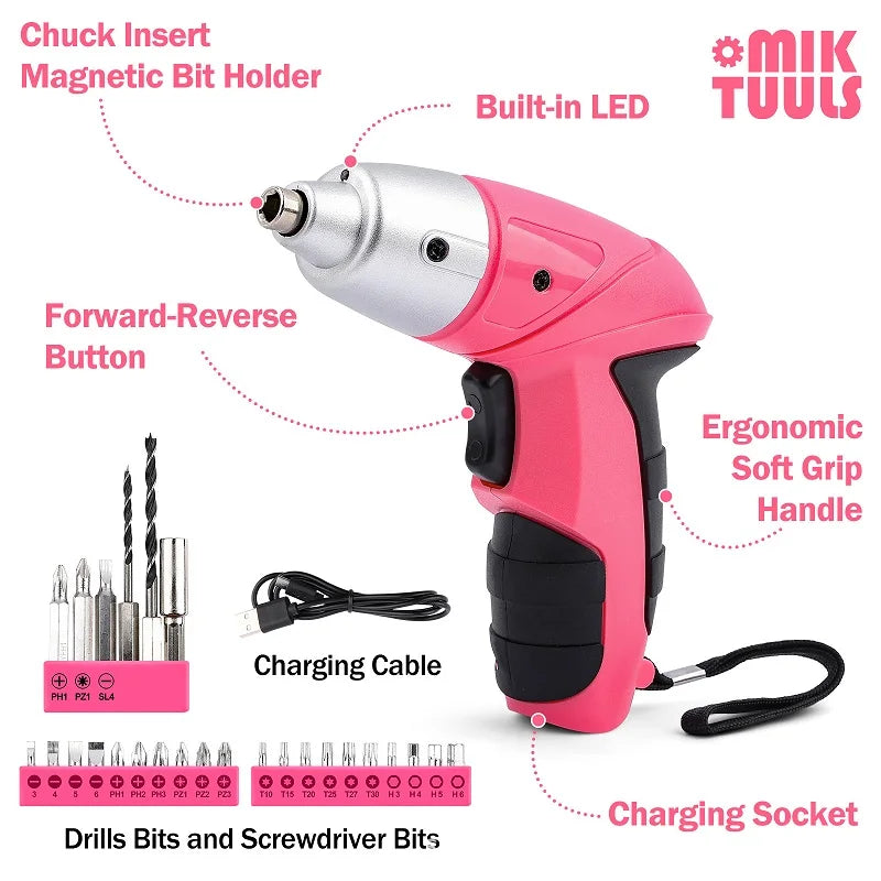 Household Tools Together with hammer and screwdriver with rechargeable lithium battery, Home Repair kit with briefcase