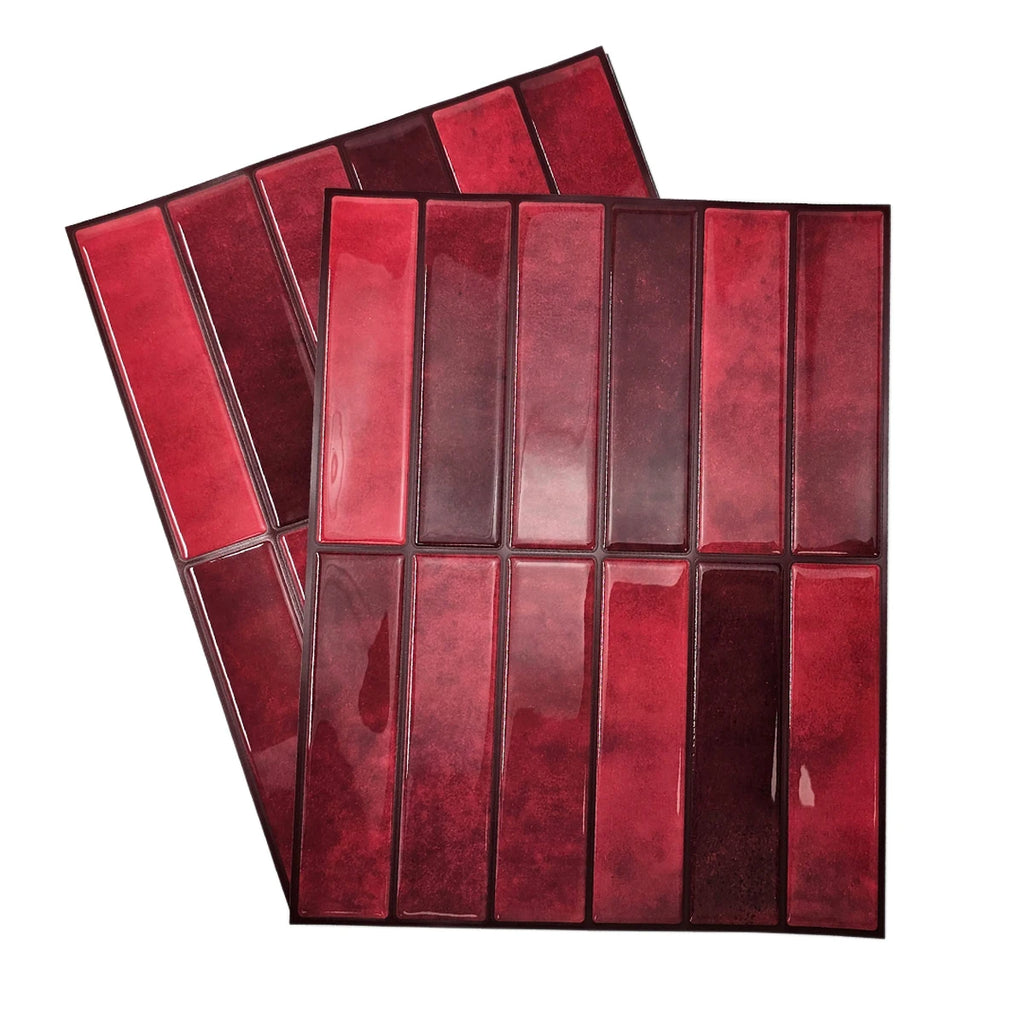 1/5/10/30 PC Burgundy 3D Peel and Stick Backsplash 11.4" x 9" Self Adhesive Tile for Kitchen Bathroom Wall Tiles DIY Wall Decor