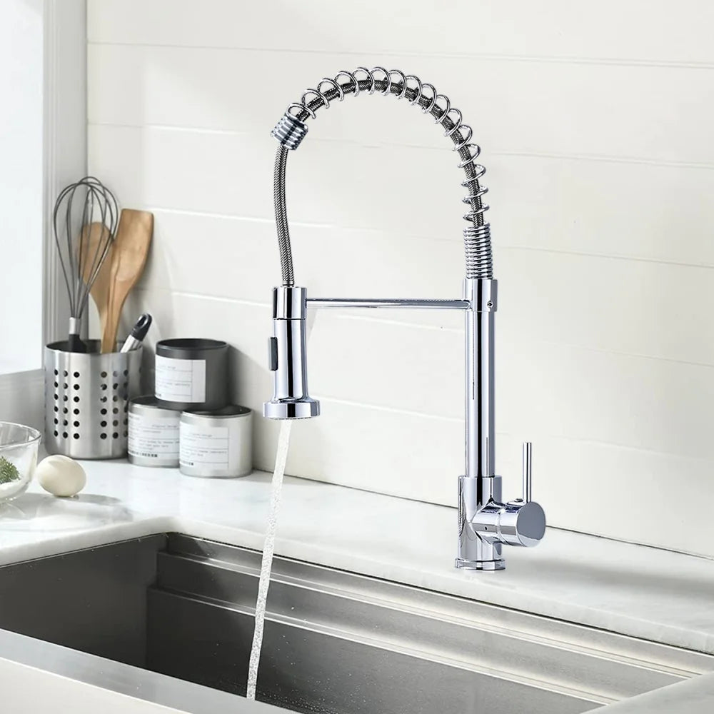 360° Rotation Pull Down Sprayer Faucet Hot & Cold Water Mixer Pull Out Kitchen Tap 2 Function Spray Modes Pull Out Kitchen Faucet For Kitchen Sink / Bathroom Basin