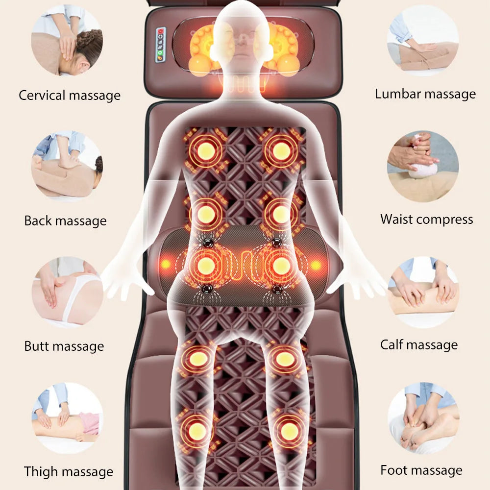 Electric Massager Mattress with Heat Therapy for Full Body Relief Massage Cushion Tidesmit