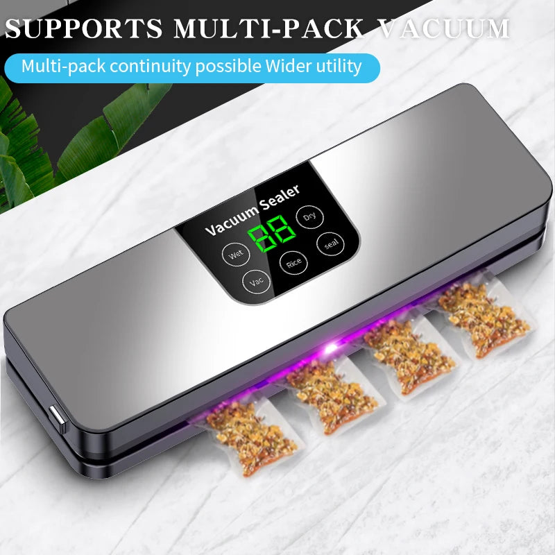 Electric Vacuum Sealer 65KPA Strong Vacuum Food Storage Seal Built-in Cutter 30CM Kitchen Food Sealing Vacuum Packaging Machine