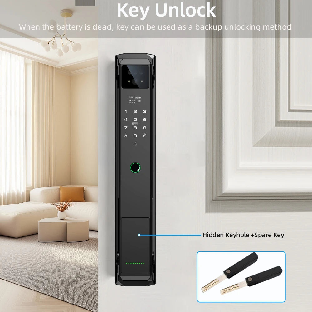 RAYKUBE P8 Tuya WiFi Camera Palm Vein Smart Lock Face Recognition Digital Fingerprint Lock With Video Call 21-language Voice