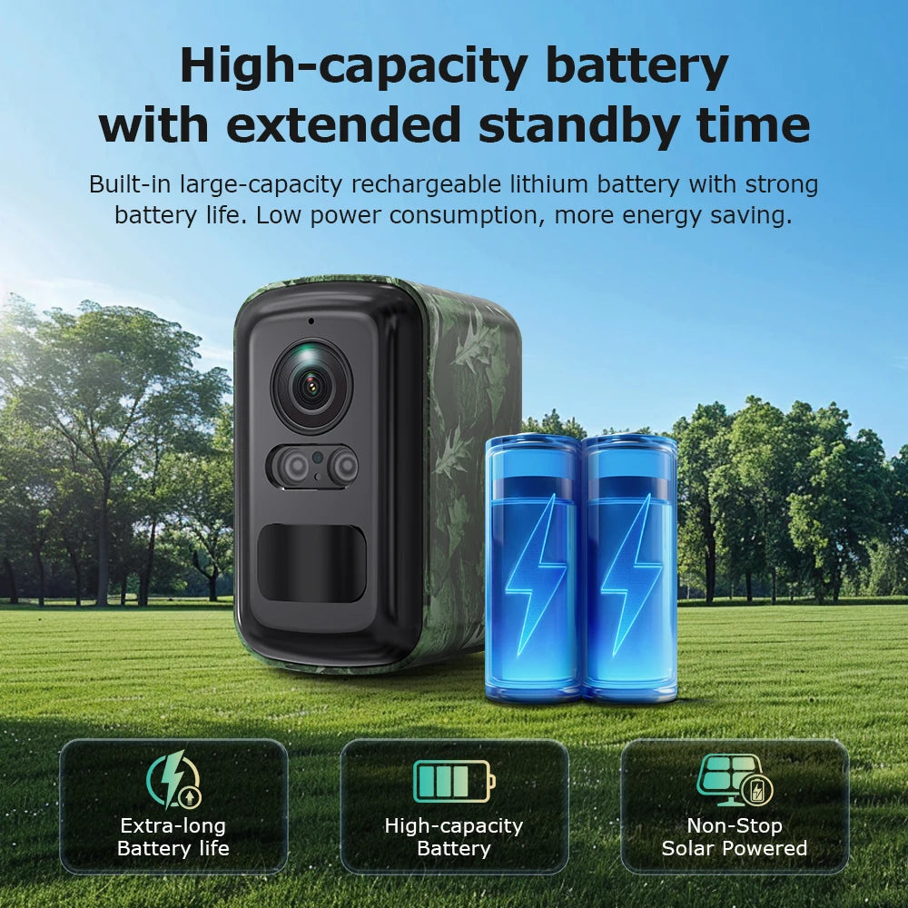 SHIWOJIj Mini Solar Security Camera, 4G WiFi Dual Network, AI Detection, IP66 Waterproof, Wireless Smart Home Indoor Outdoor Cam