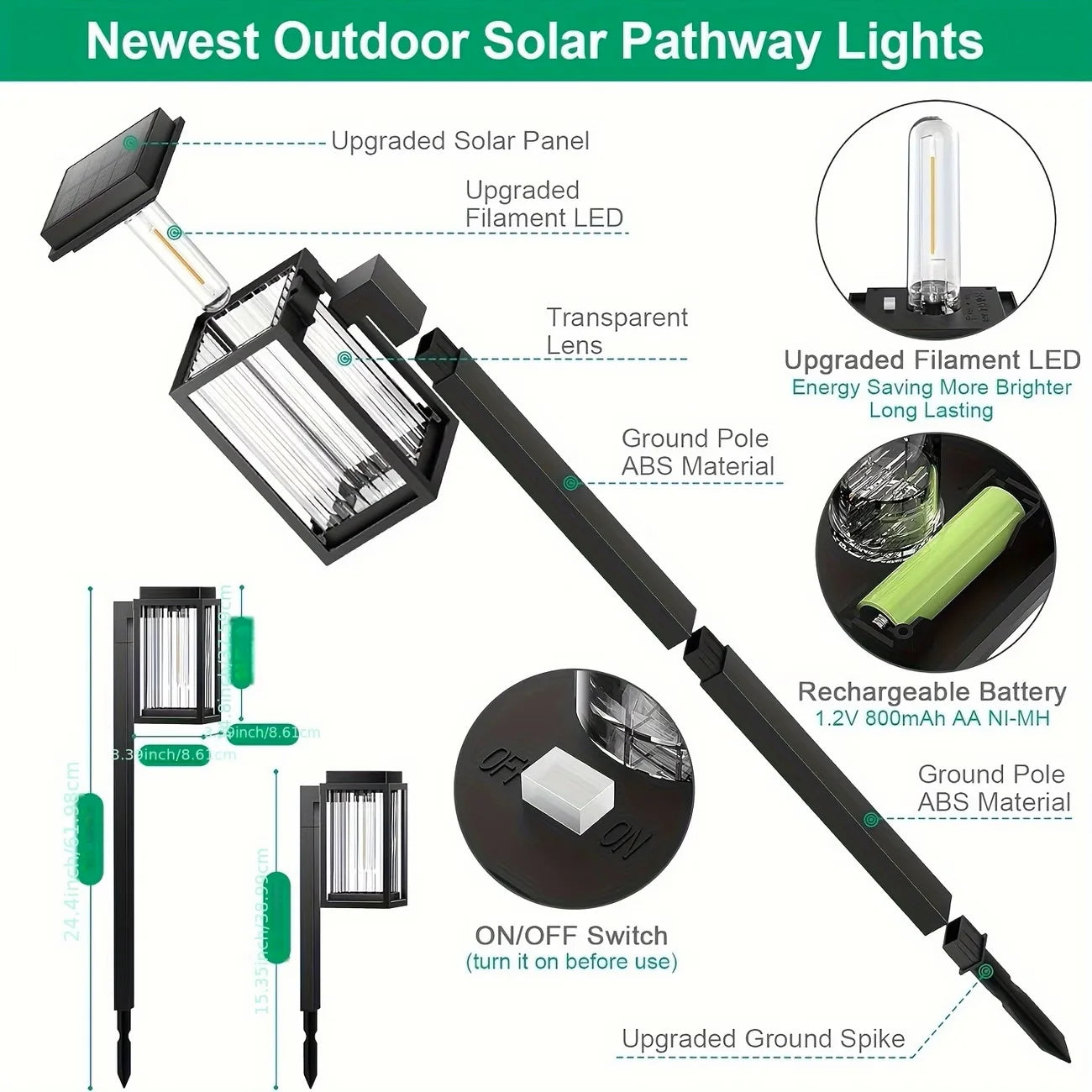 2/6 Pack Solar Pathway Garden Lights Outdoor Waterproof Landscape for Yard Patio Walkway Driveway Decor Solar Lawn Lamp Lighting