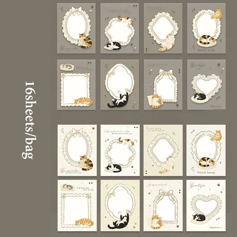 Manuscript-style frame stickers set with ornate borders and small animal accents