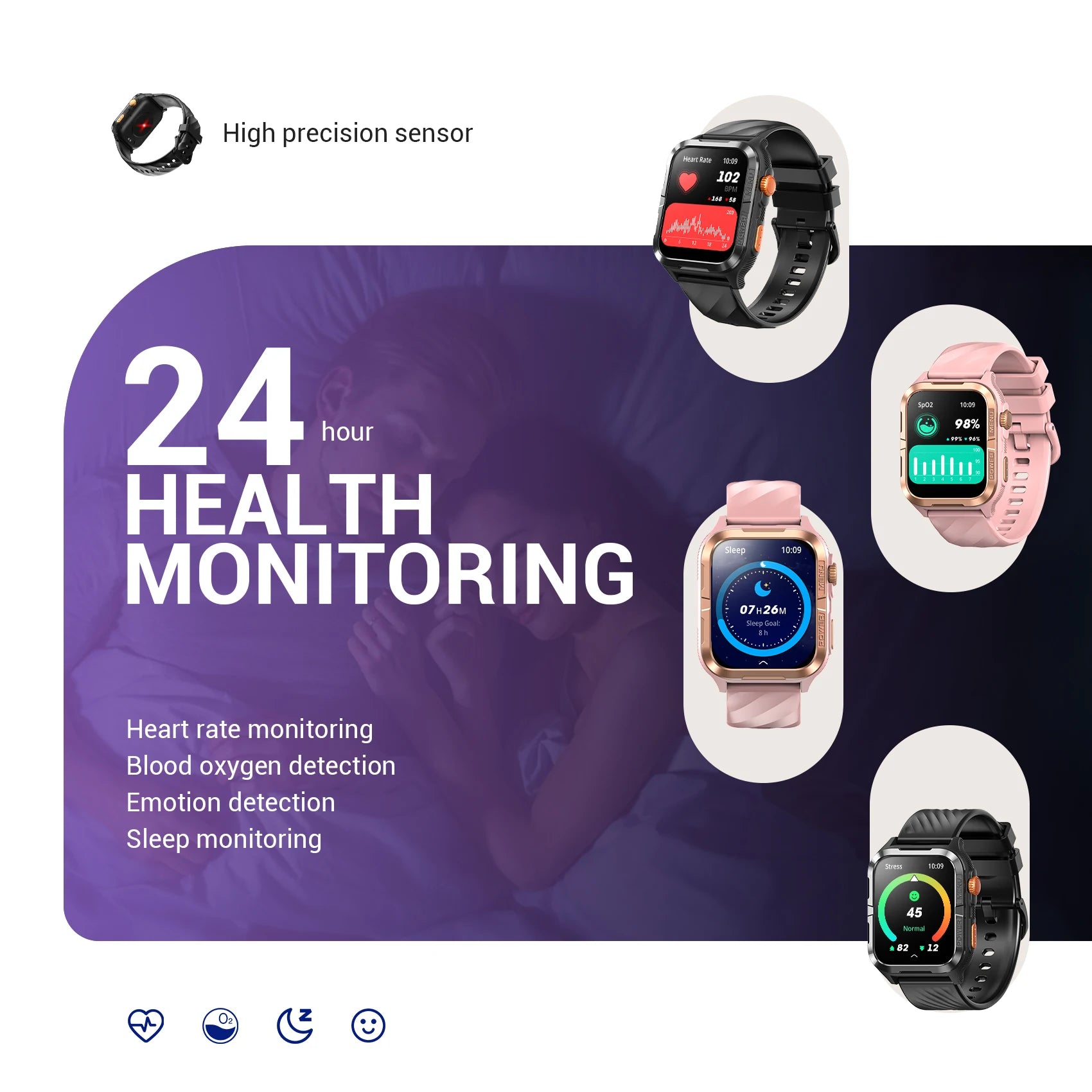 Blackview 1.83'' Smartwatch Waterproof TFT Display Smart Watch with Message Call Sleep GPS LED Light for Men Women W10 Pro