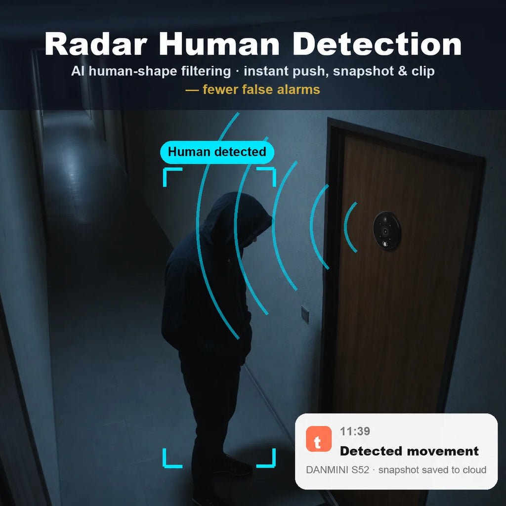 Danmini 4.3inch IR-CUT SmartLife Door Peephole Camera WiFi Tuya 2K 3MP 120° Doorbell Night Vision Digital Door Video Eye
