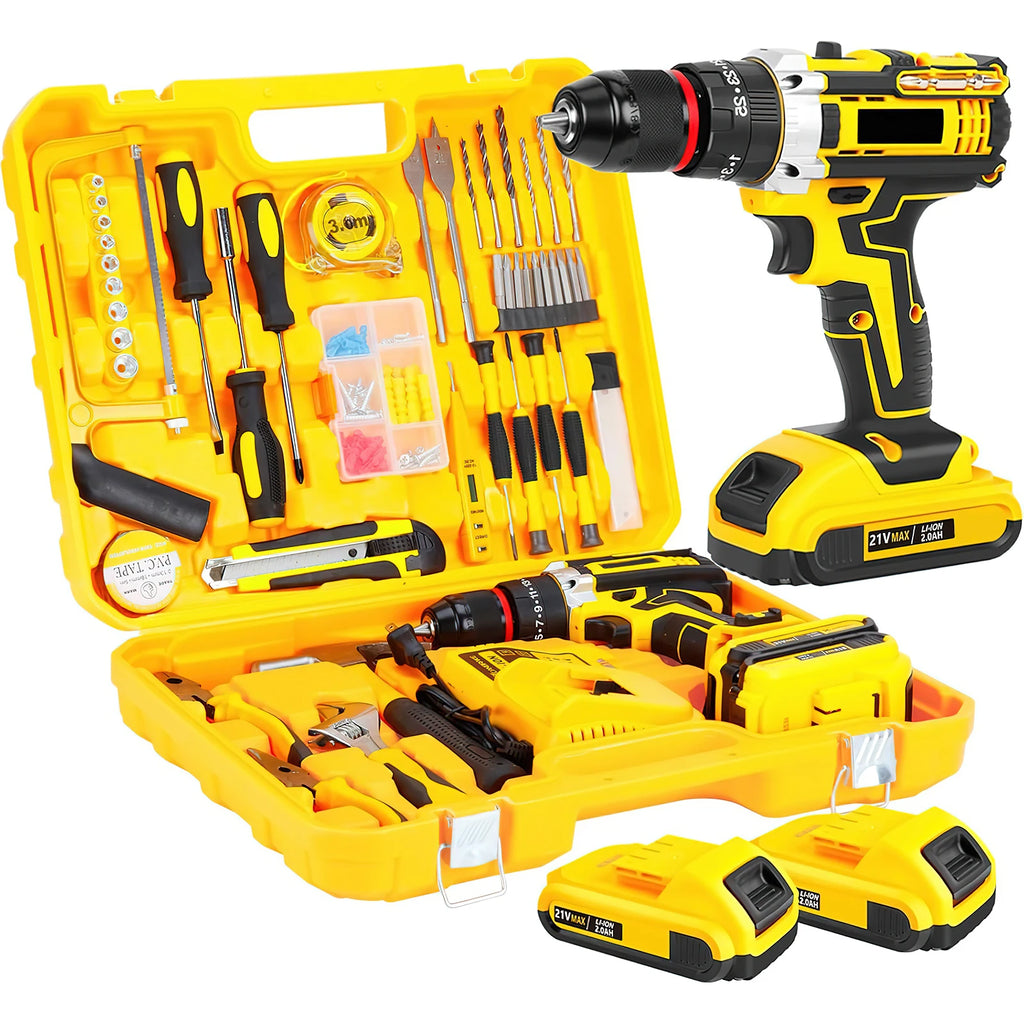 25+3 Torque Electric Impact Drill Set 120 Pcs Multipurpose Cordless Electric Screwdriver Power Tool For 21V Battery Pin