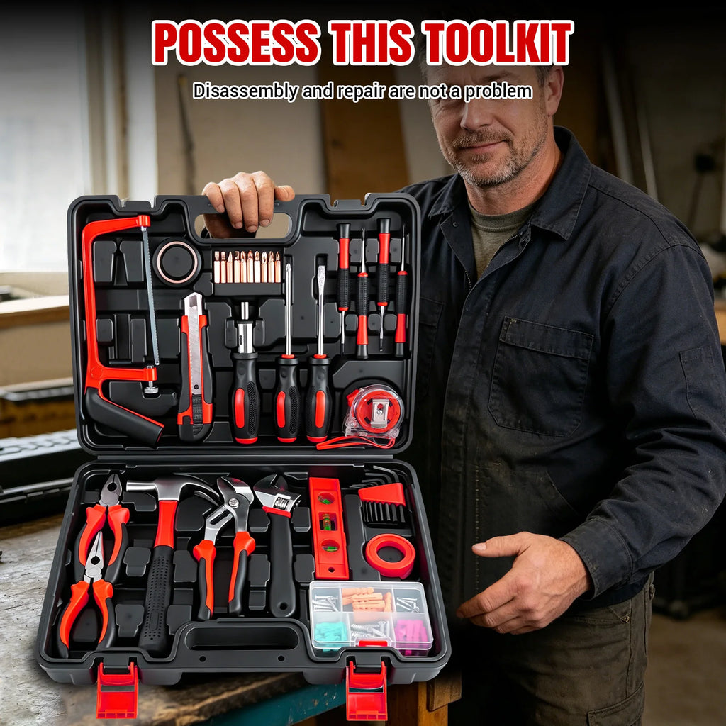 102 Pcs Tool Set Household Hardware Hand Tool Kit Car Auto Repair Set Tool Box Key Wrench Set Screwdriver