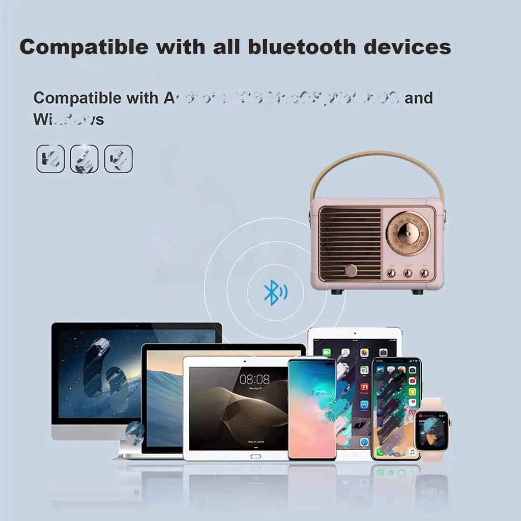 CTX Retro Mini Portable for Bluetooth Speaker RGB LED Lighting USB AUX Audio Line Subwoofer for Music Player for Travel Outdoor My Store