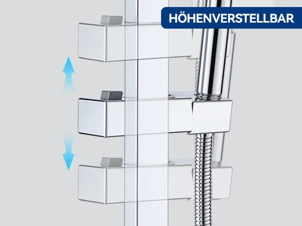 Shower Column with Thermostatic faucet, Wall-mounted Shower System, 30 × 20 cm Rain shower head, suitable for bathtubs