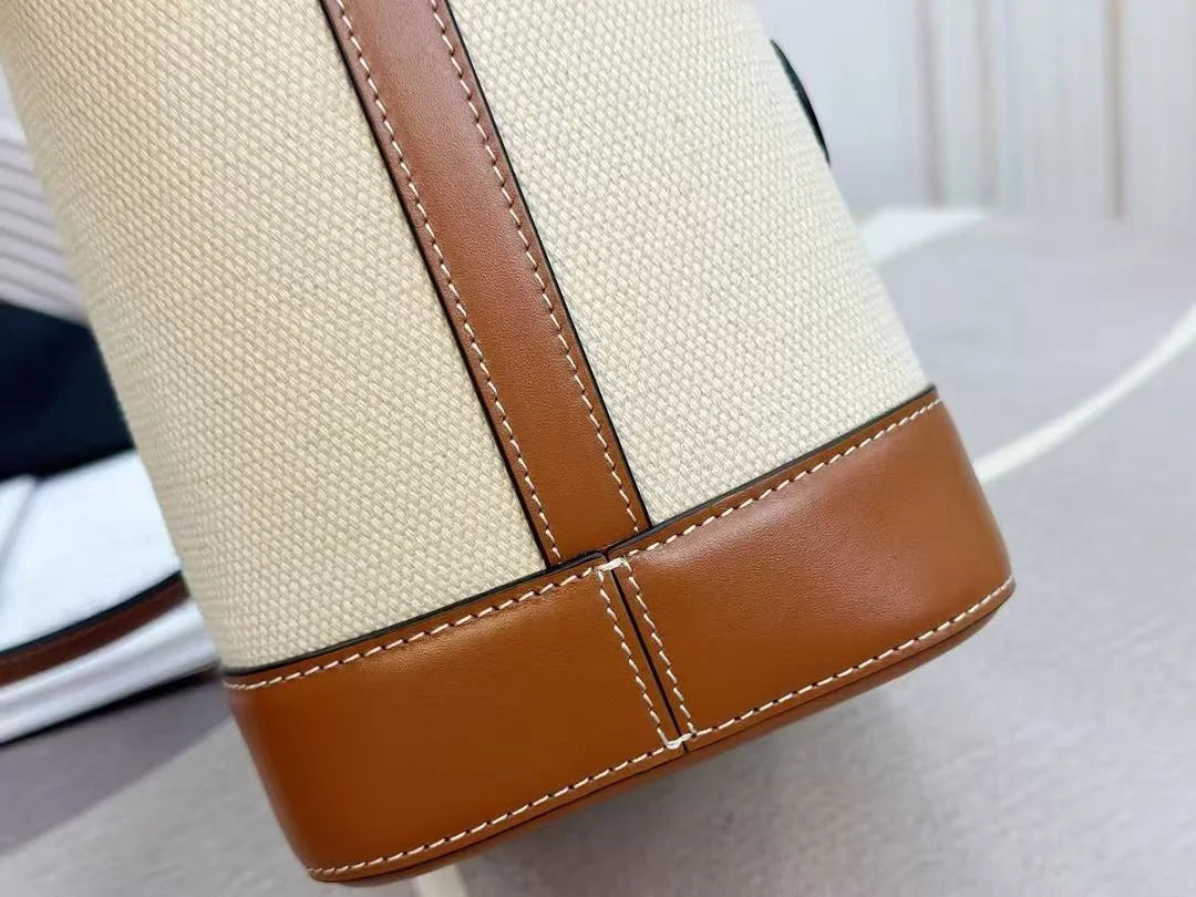 Classic Fashion Large Women's Canvas Bucket Bag Must Have with Adjustable Long Strap for Crossbody Shoulder Tote