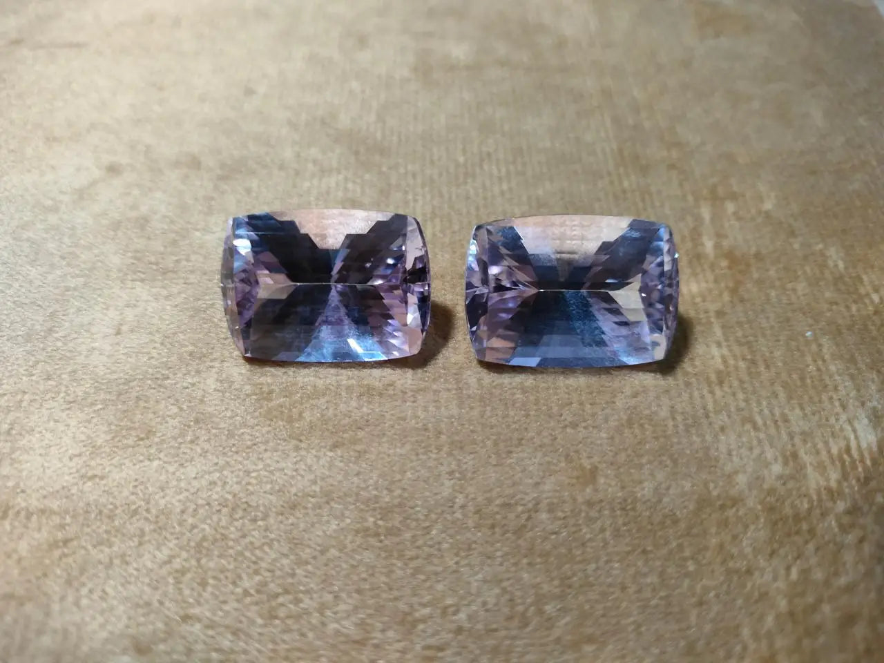 Natural pink Kunzite Perfect Faceted Cushion Shape Pair for Jewelry Making High Quality rare Gemstone