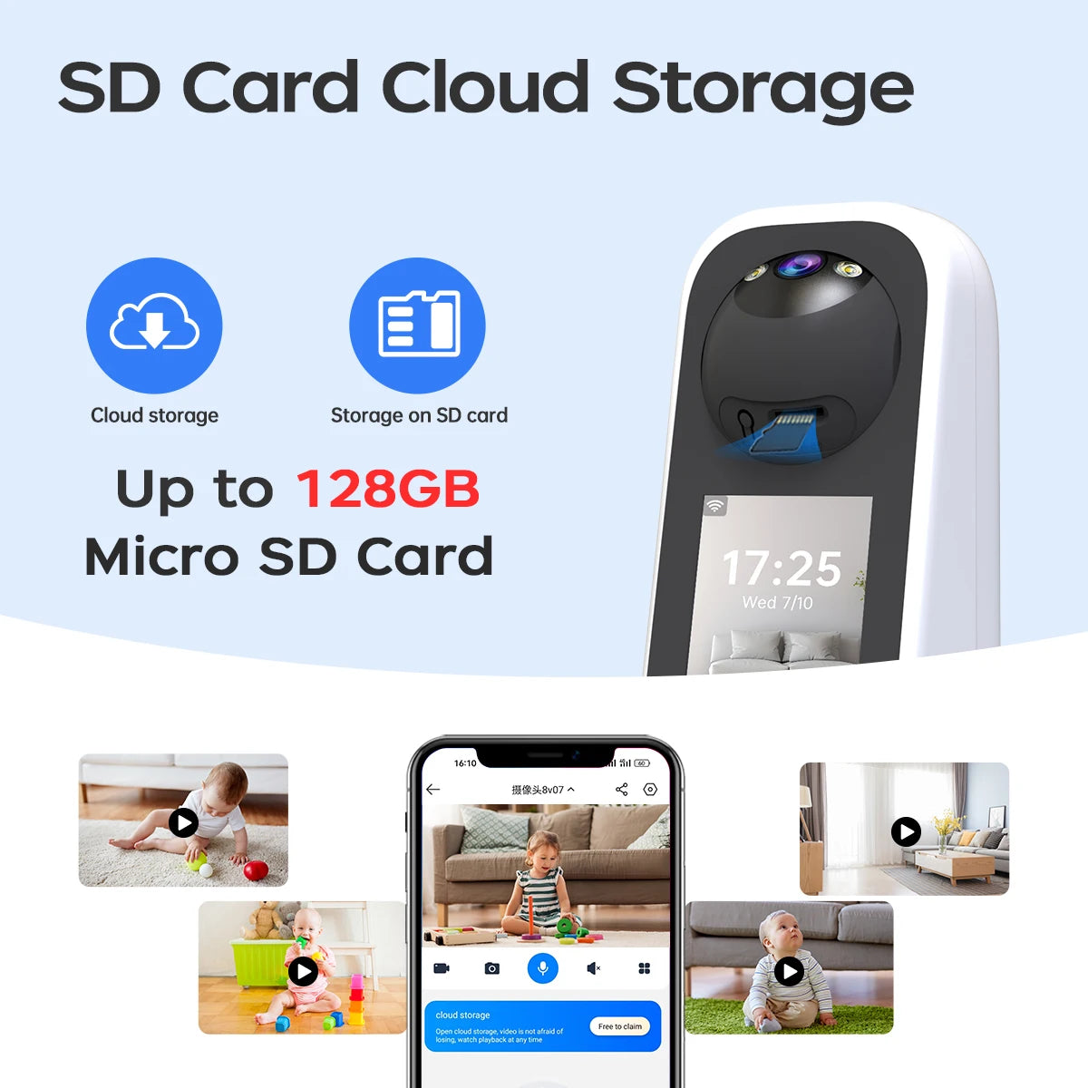 JOOAN 3MP PTZ 5G Wifi Camera HD 2.8” Touch Screen Baby Monitor Color Night Two Way Audio Wireless Smart Home Security Camera