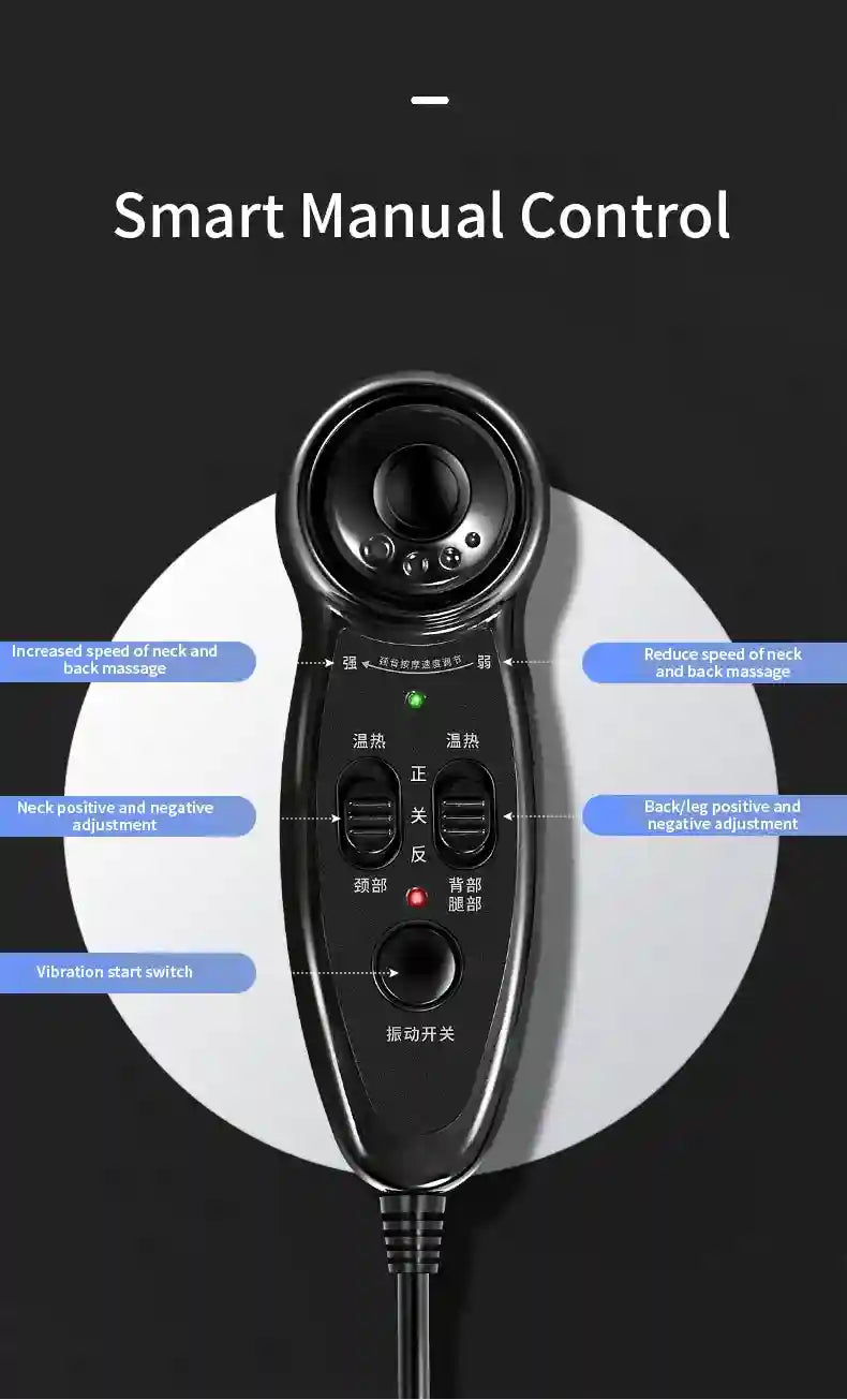 Electric Back Massager with Heat and Vibration - Gray Portable Device Massage Roller Tidesmit