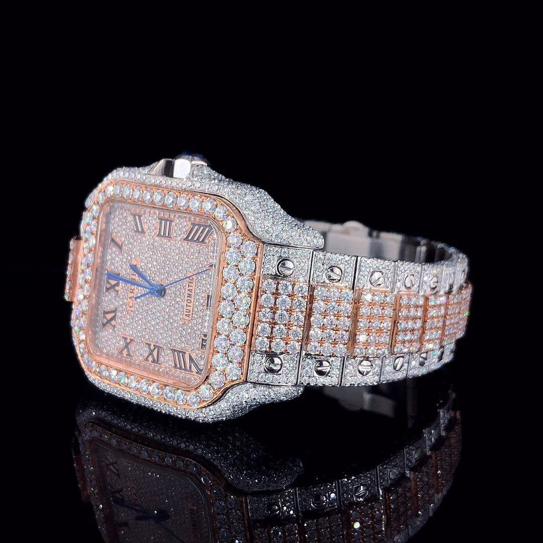 Hot Selling VVS Moissanite Diamond Watch for Men Women Full Automatic Rose White Color Thorns Luxury Antique Timepiece Leather