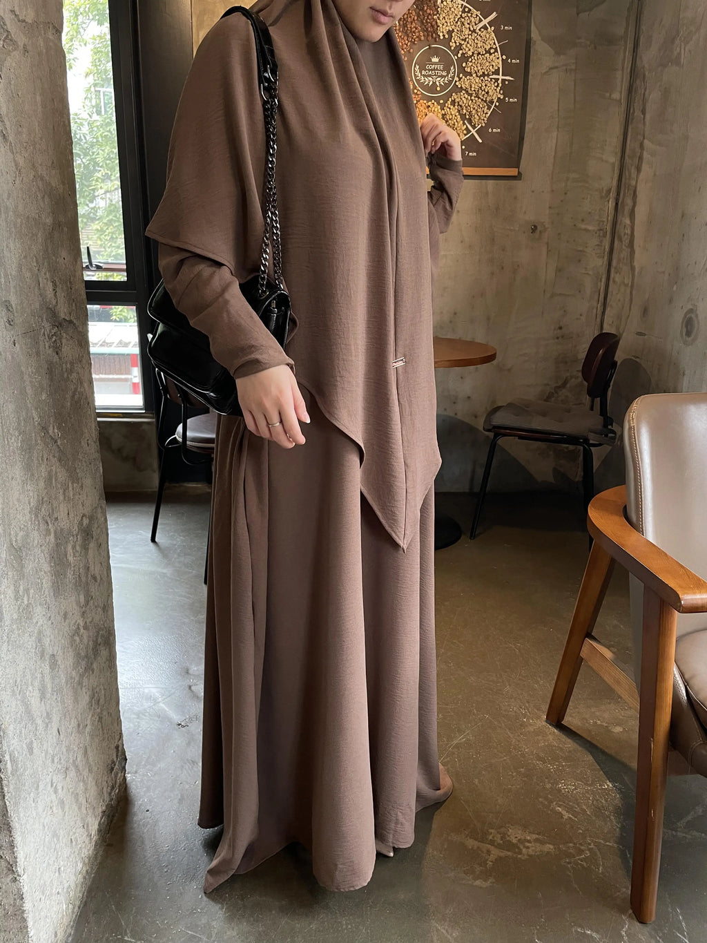 Crepe Khimar Set Boat Neck Two-Piece Abaya Hijab Muslim Maxi Dress hijab headsarf