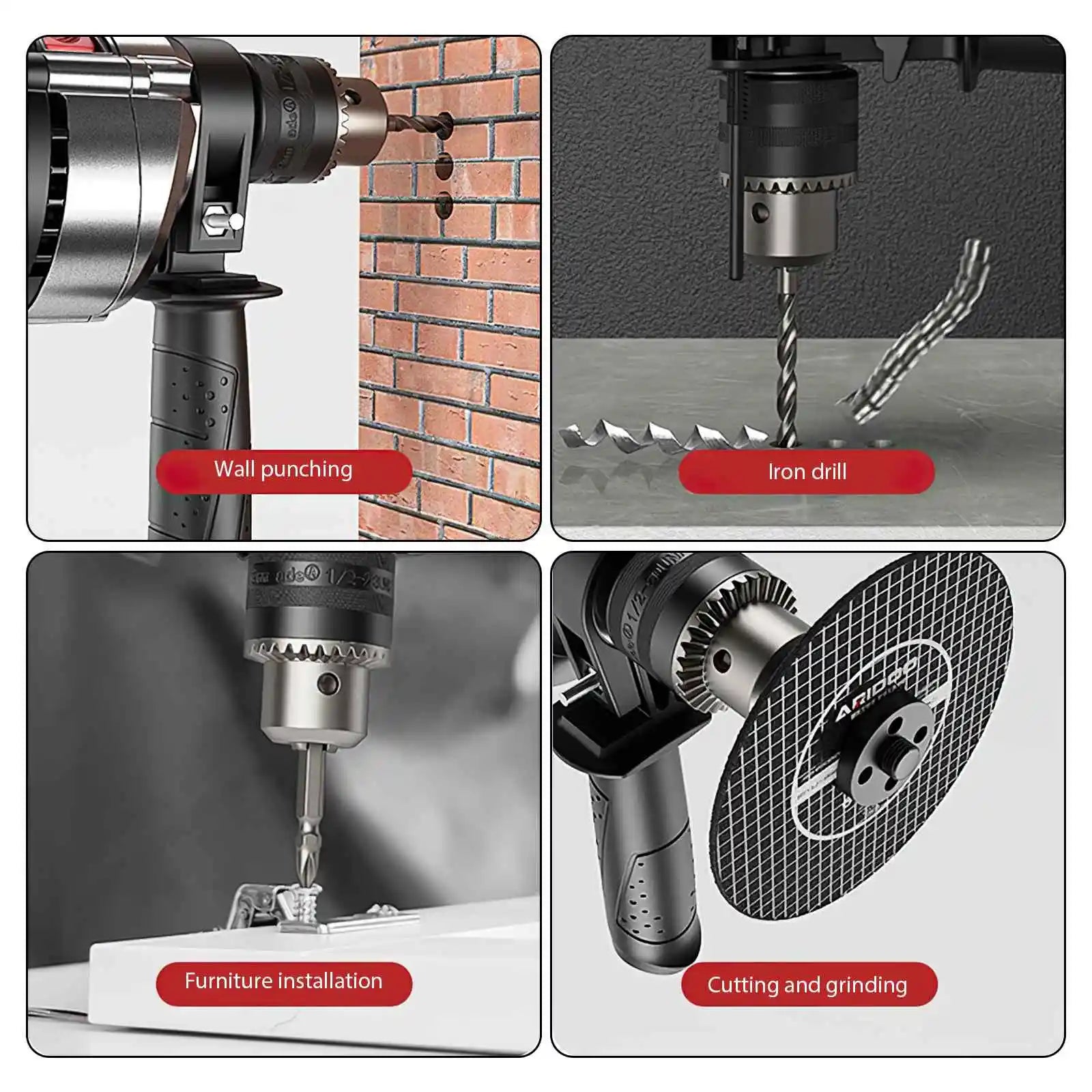 Electric Drill Impact Drill Multi-function Variable Speed Wood Metal Stone Cutting Off Household Wall Hole Drilling Power Tools