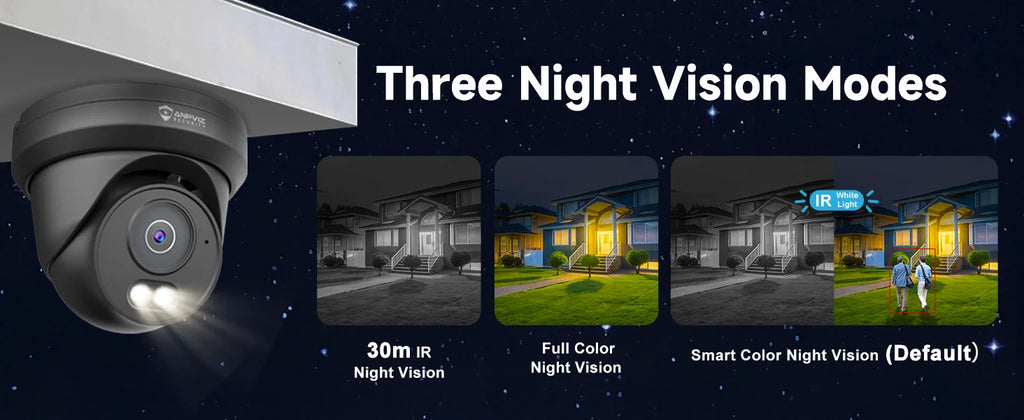 Anpviz 4MP PoE Camera Full Metal Turret Security IP Camera Smart Dual Light Color AI Human Motion Detection Built-in Mic H.265