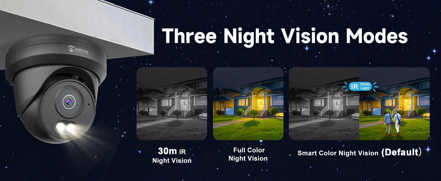 Anpviz 4MP PoE Camera Full Metal Turret Security IP Camera Smart Dual Light Color AI Human Motion Detection Built-in Mic H.265