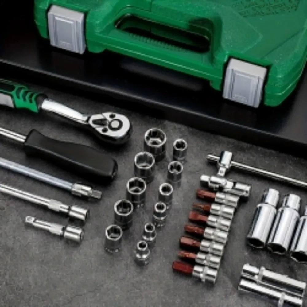 Magnetic 46-Piece Tool Set with Carrying Case, Portable and Practical Automotive Tool Kit, Including Ratchet Wrenches and Socket Wrenches in Various Sizes