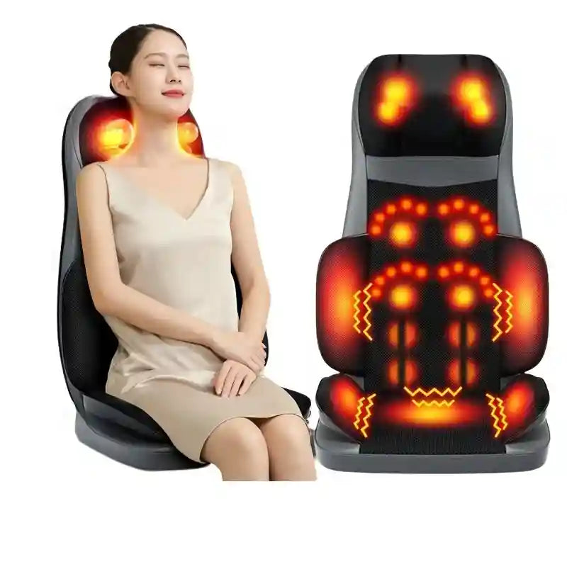 Electric Back Massager with Heat and Vibration - Gray Portable Device Massage Roller Tidesmit